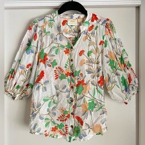 Maeve Anthropologie Retro Button Blouse